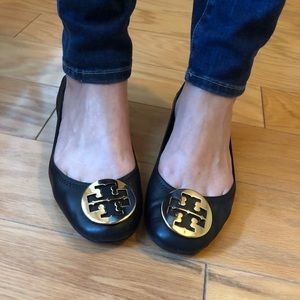 Tory Burch Reva flat black/gold size 10